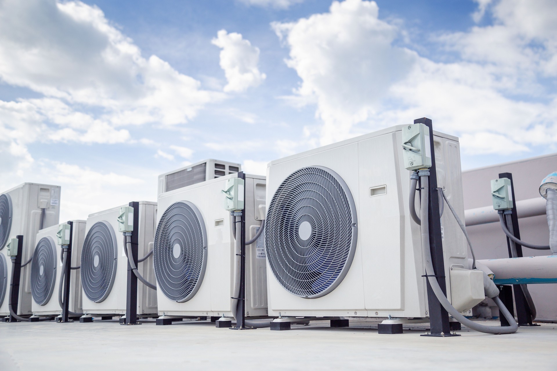 Air conditioning outdoor unit compressor install outside the building.